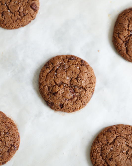 Tahini Double Chocolate Chunk Cookies - Skinny Cravings