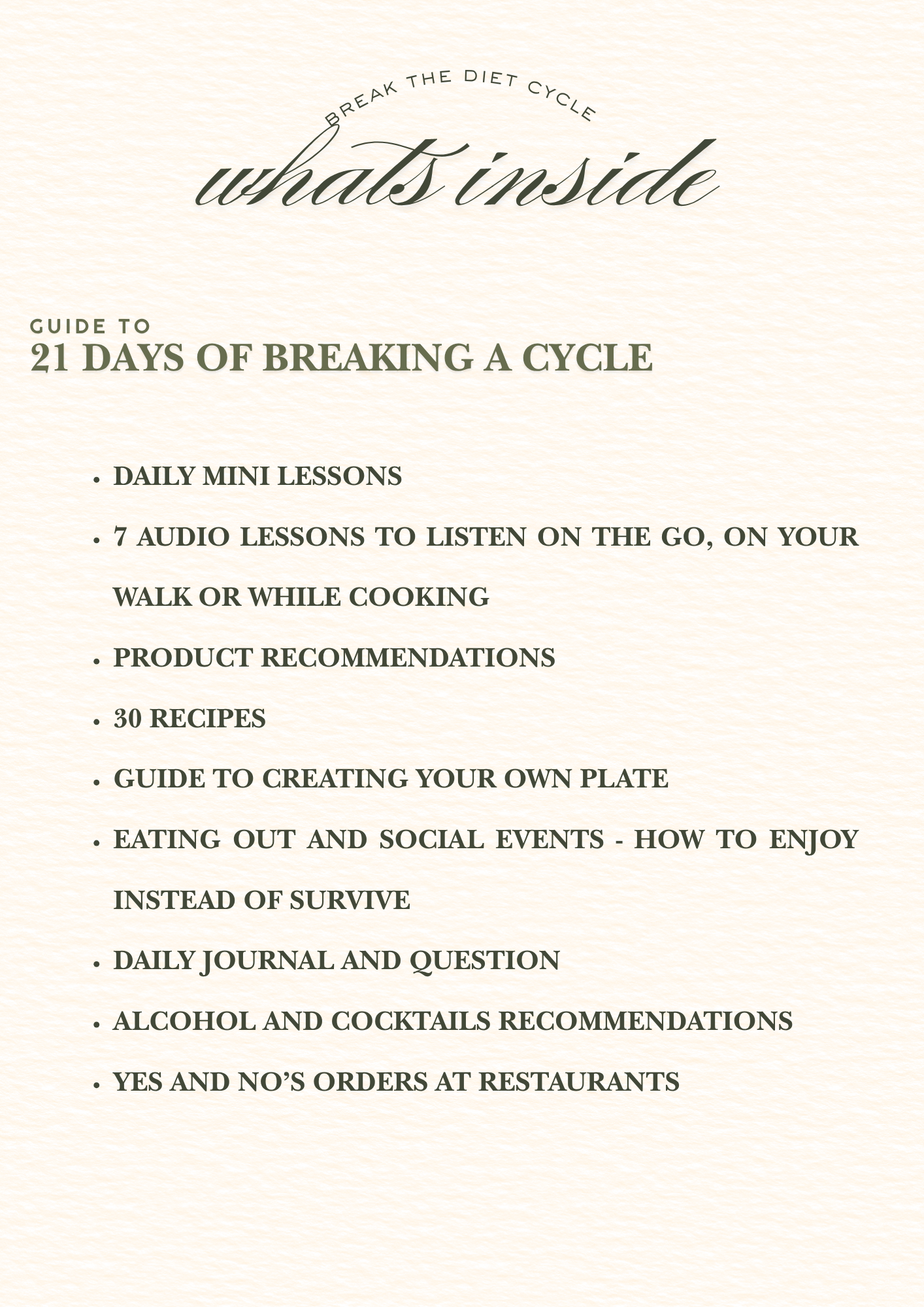 BREAK THE DIET CYCLE GUIDE